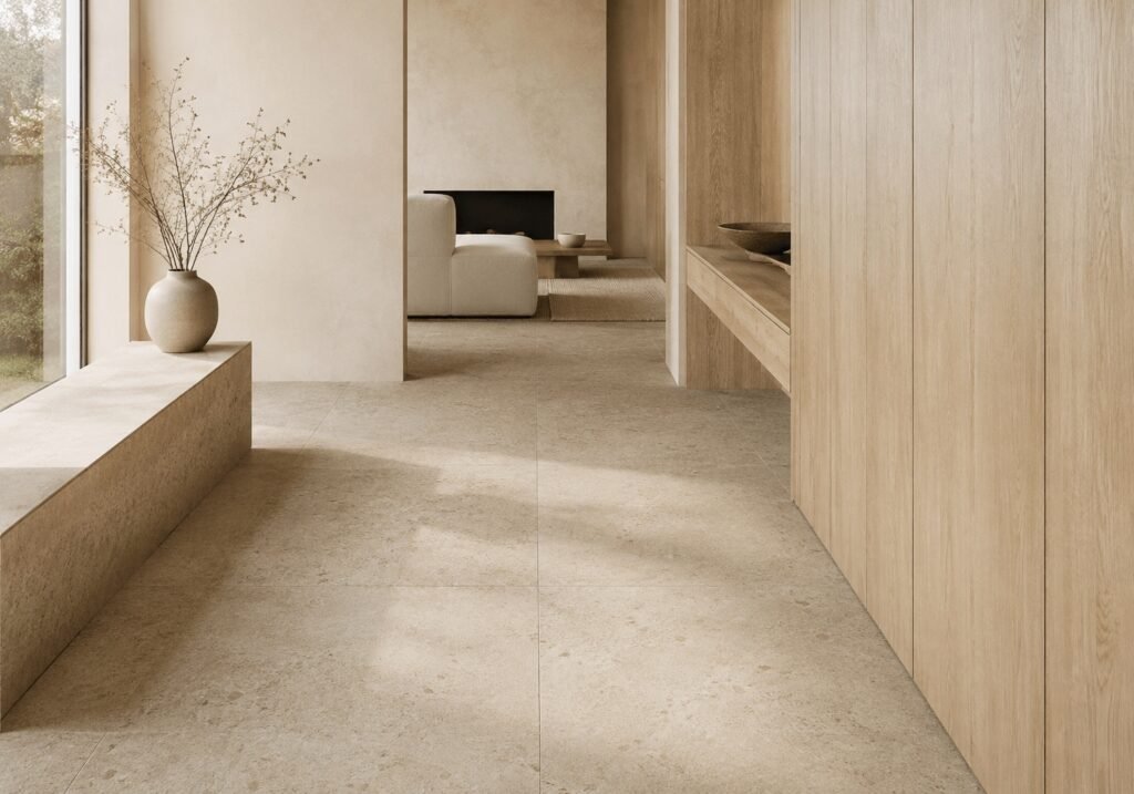 A Terra Sabbia floor meeting an oak wall