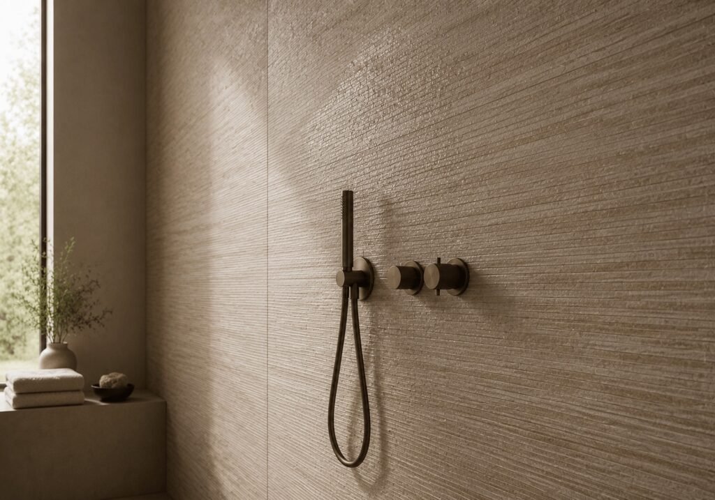 A wet room wall in Linea Rovere