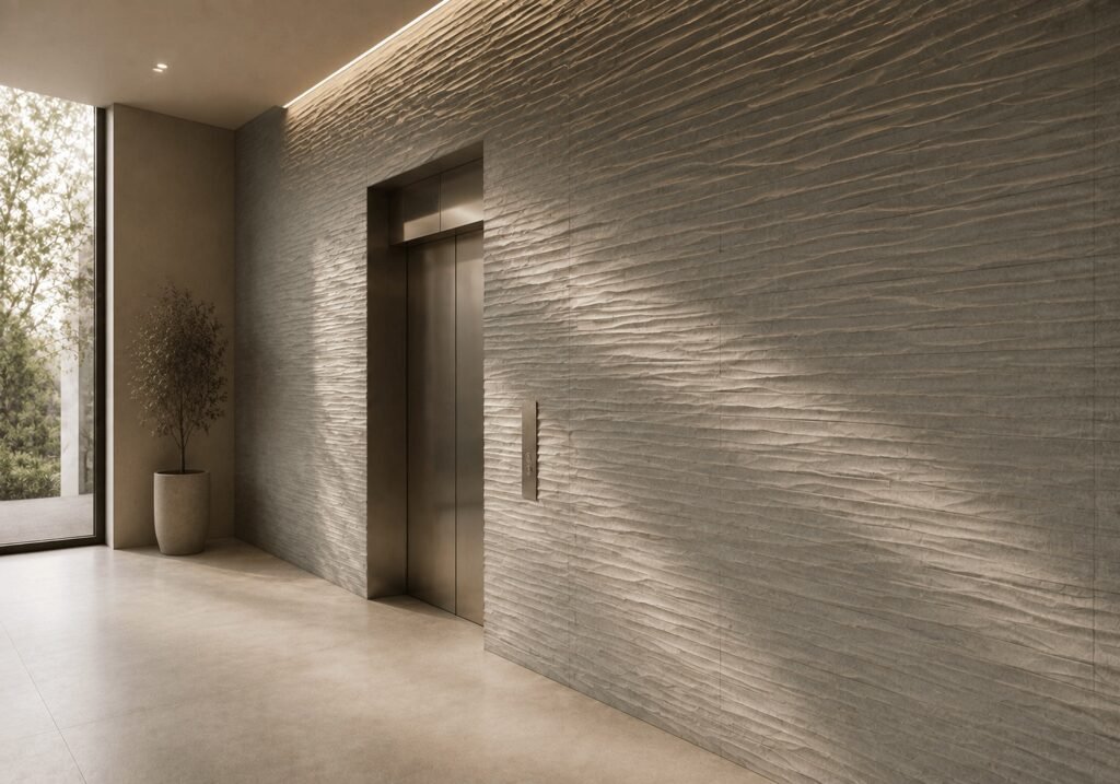 A lift lobby wall in Linea Onda