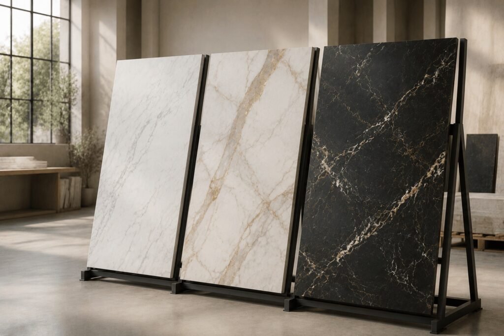 Vena collection slabs on an A-frame rack