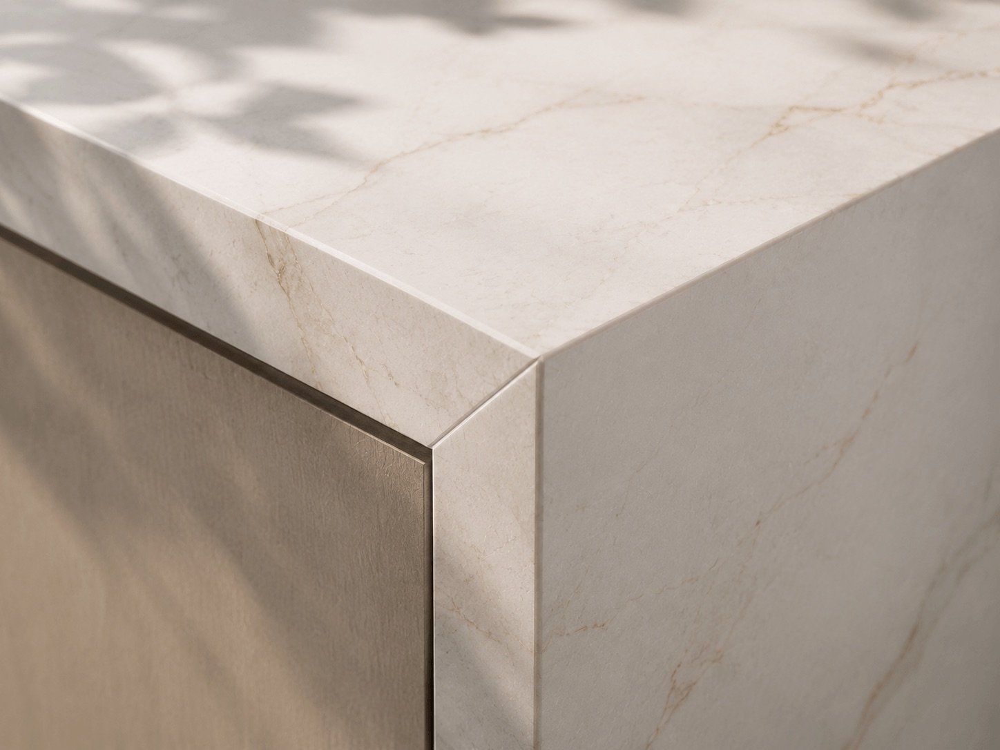 Mitred stone island edge detail